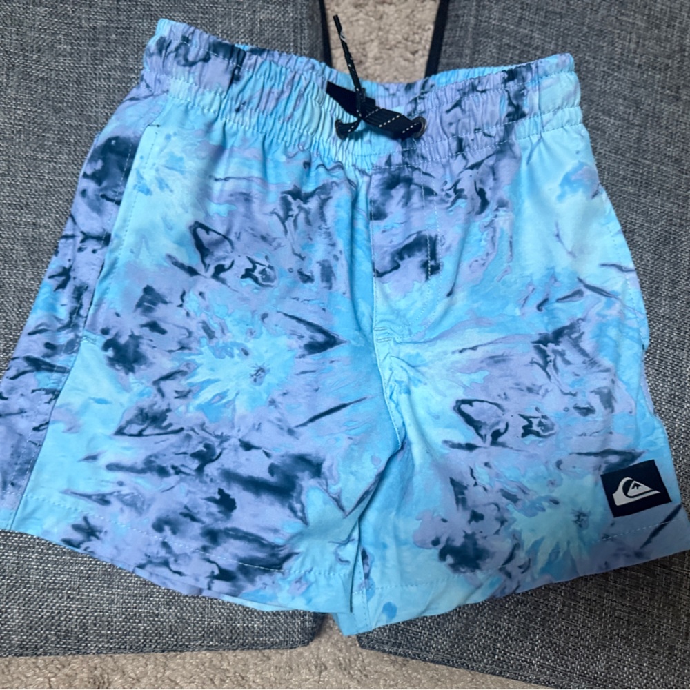 Quiksilver Boys Aqua and Navy Tie-Dye Swim Shorts